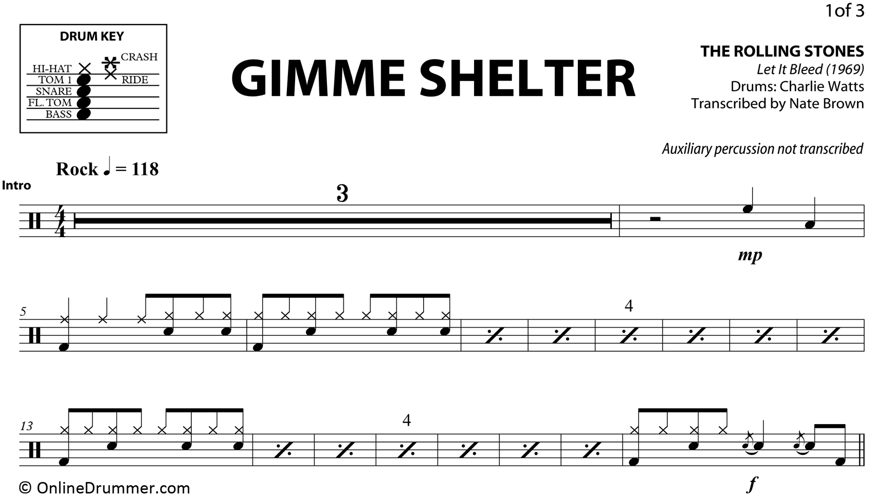 Gimme Shelter - The Rolling Stones - Drum Sheet Music