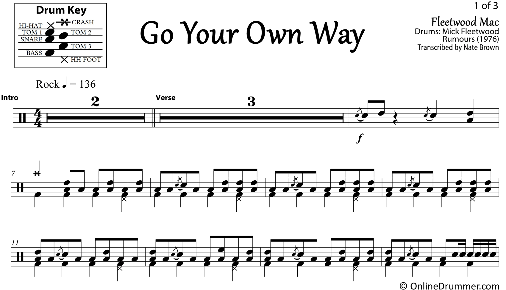 Go Your Own Way - Fleetwood Mac - Drum Sheet Music
