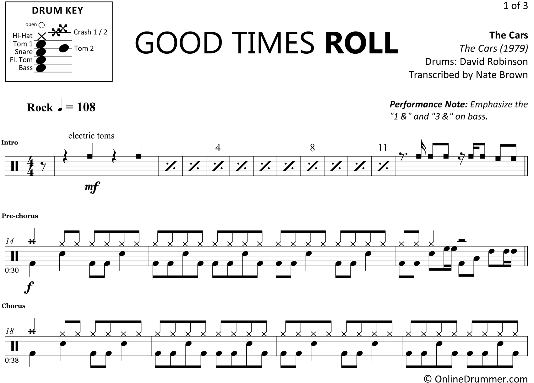 Good Times Roll - The Cars - Drum Sheet Music