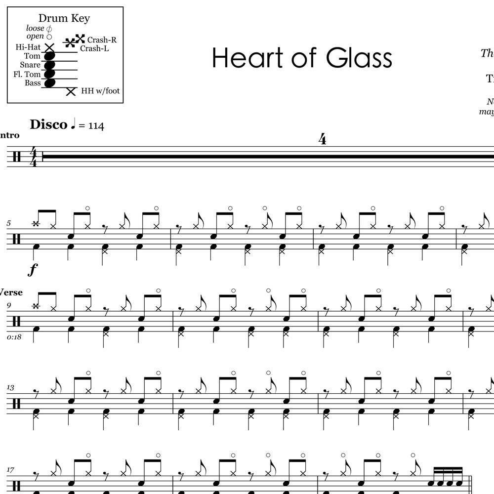 rig Penelope Frastøde Heart of Glass - Blondie - Drum Sheet Music