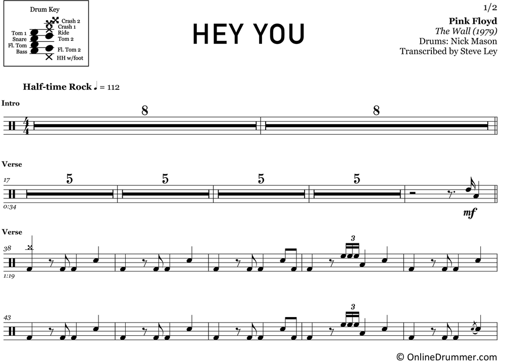 Hey You Pink Floyd Drum Sheet Music Hey you pink floyd drum sheet music