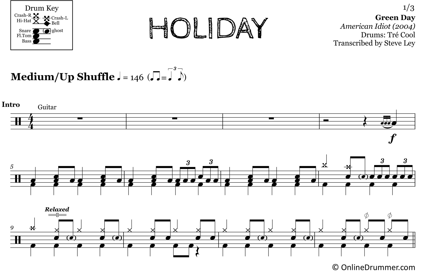 Holiday - Green Day - Drum Sheet Music