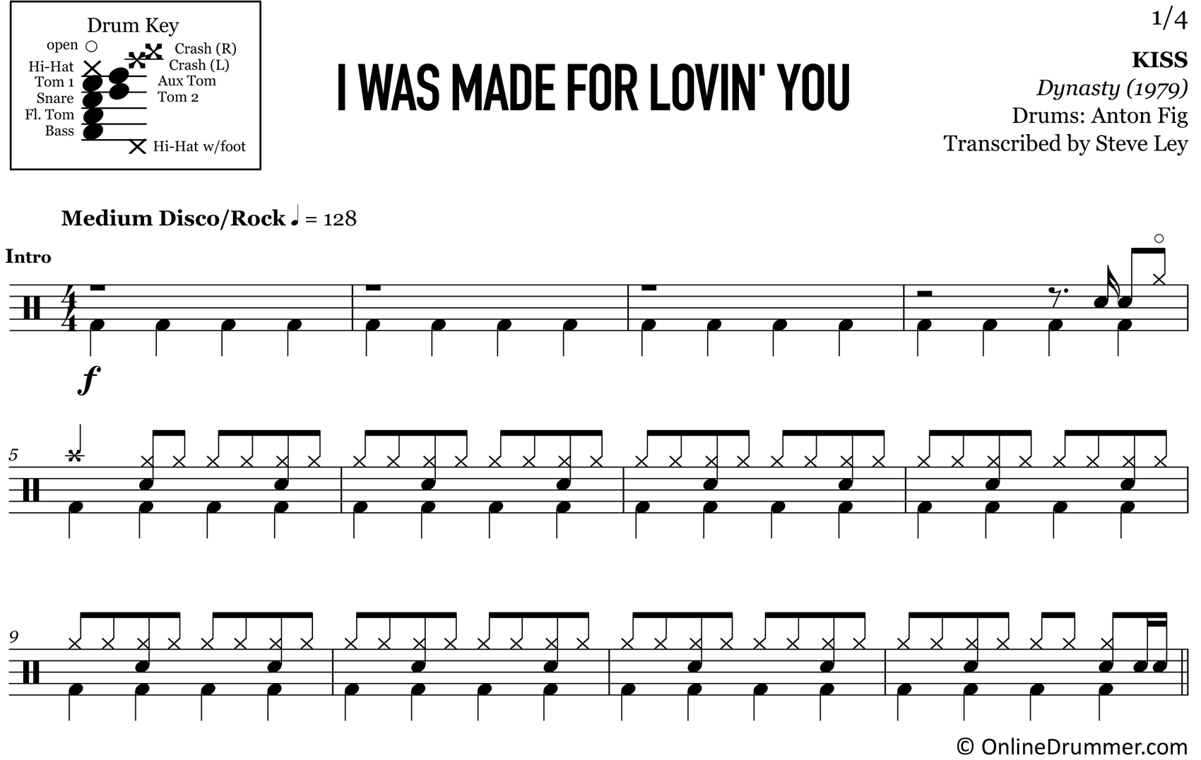 I Was Made for Lovin' You - Kiss - Drum Sheet Music