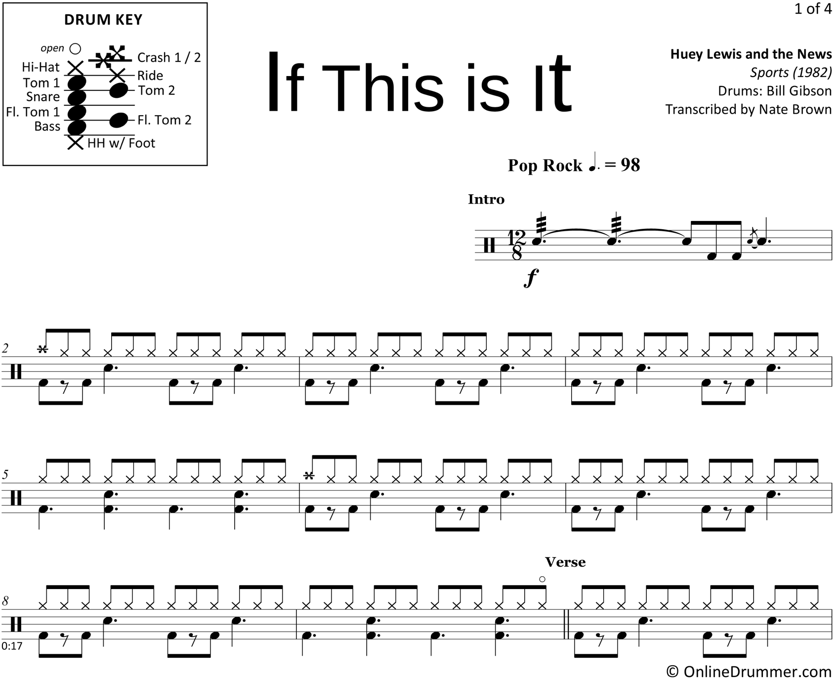 If This is It - Huey Lewis and the News - Drum Sheet Music