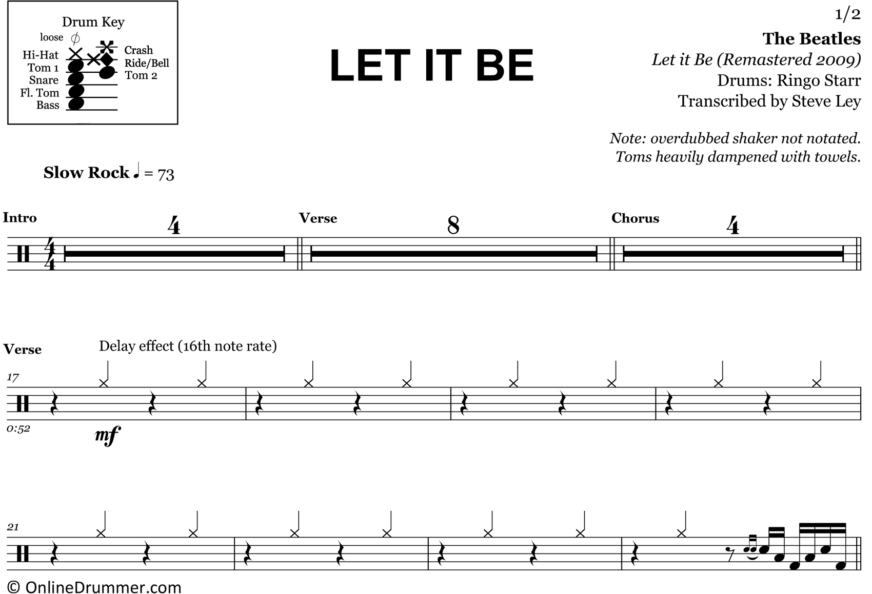 Let It Be - The Beatles - Drum Sheet Music