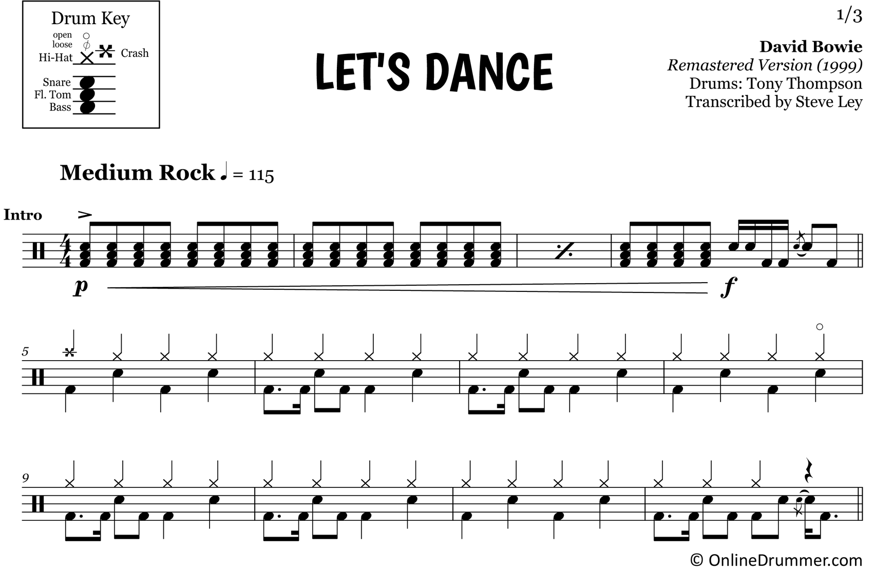 Let's Dance - David Bowie - Drum Sheet Music