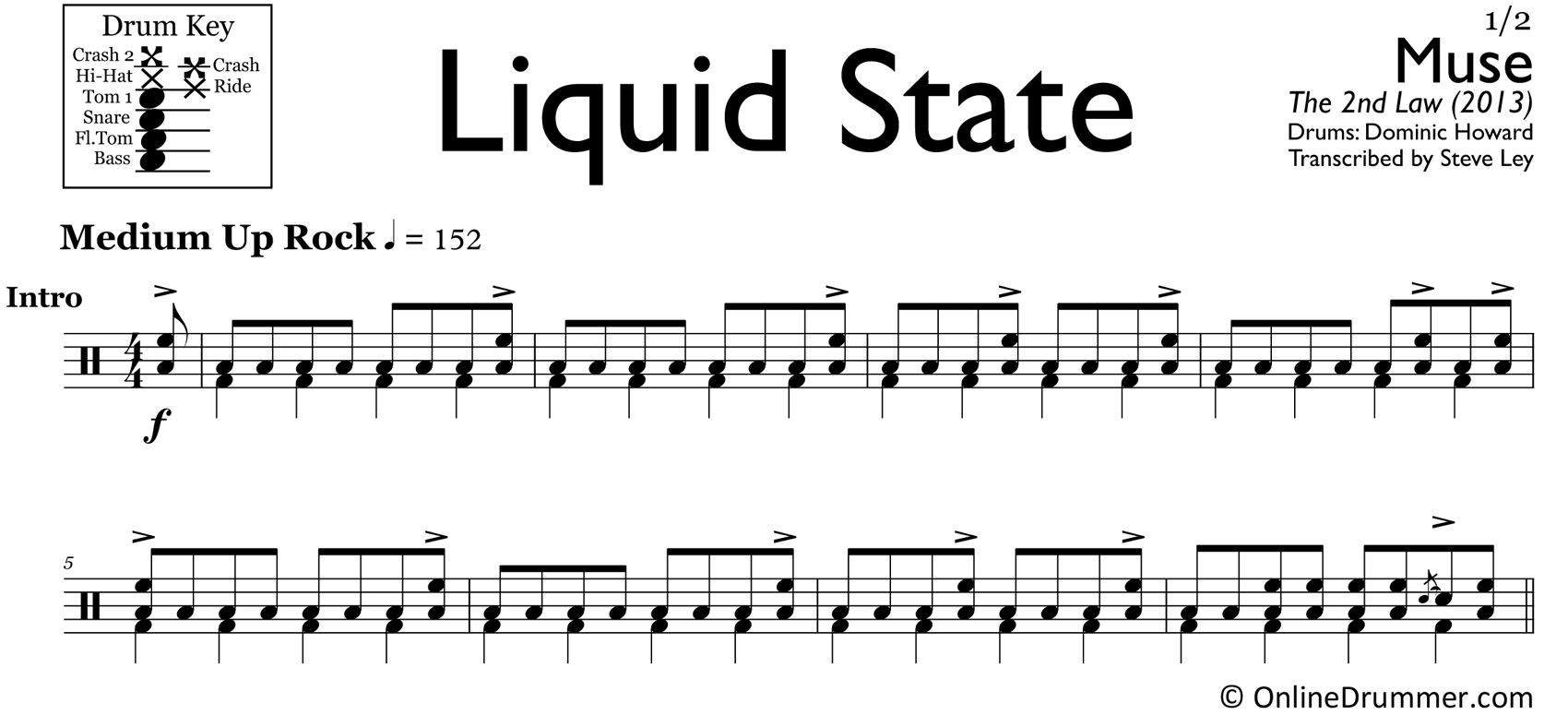 Liquid State - Muse - Drum Sheet Music