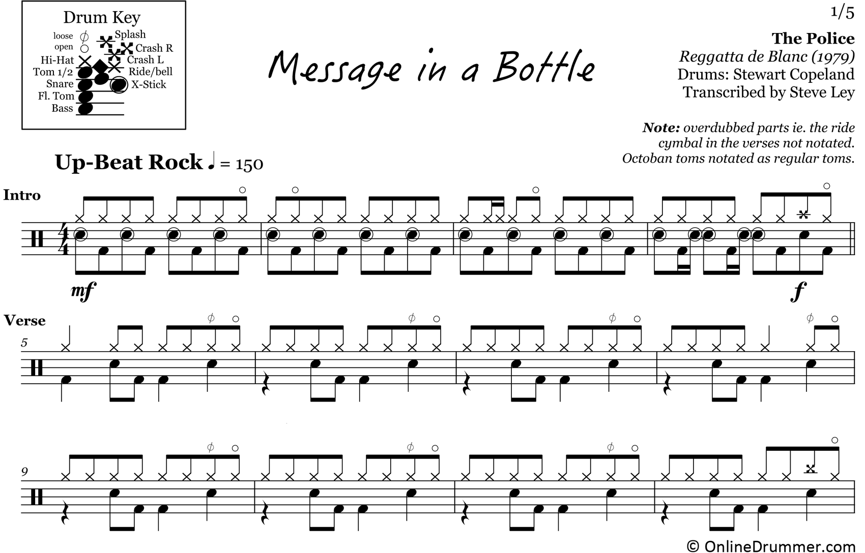 Message in a Bottle - The Police - Drum Sheet Music
