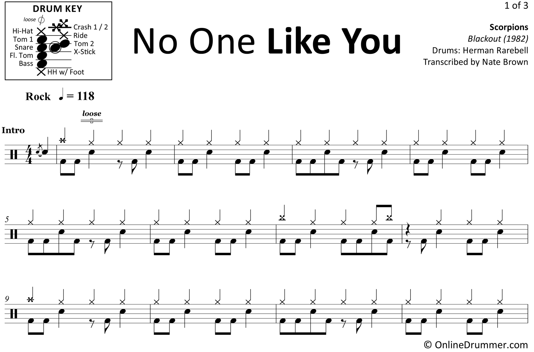 No One Like You - Scorpions - Drum Sheet Music