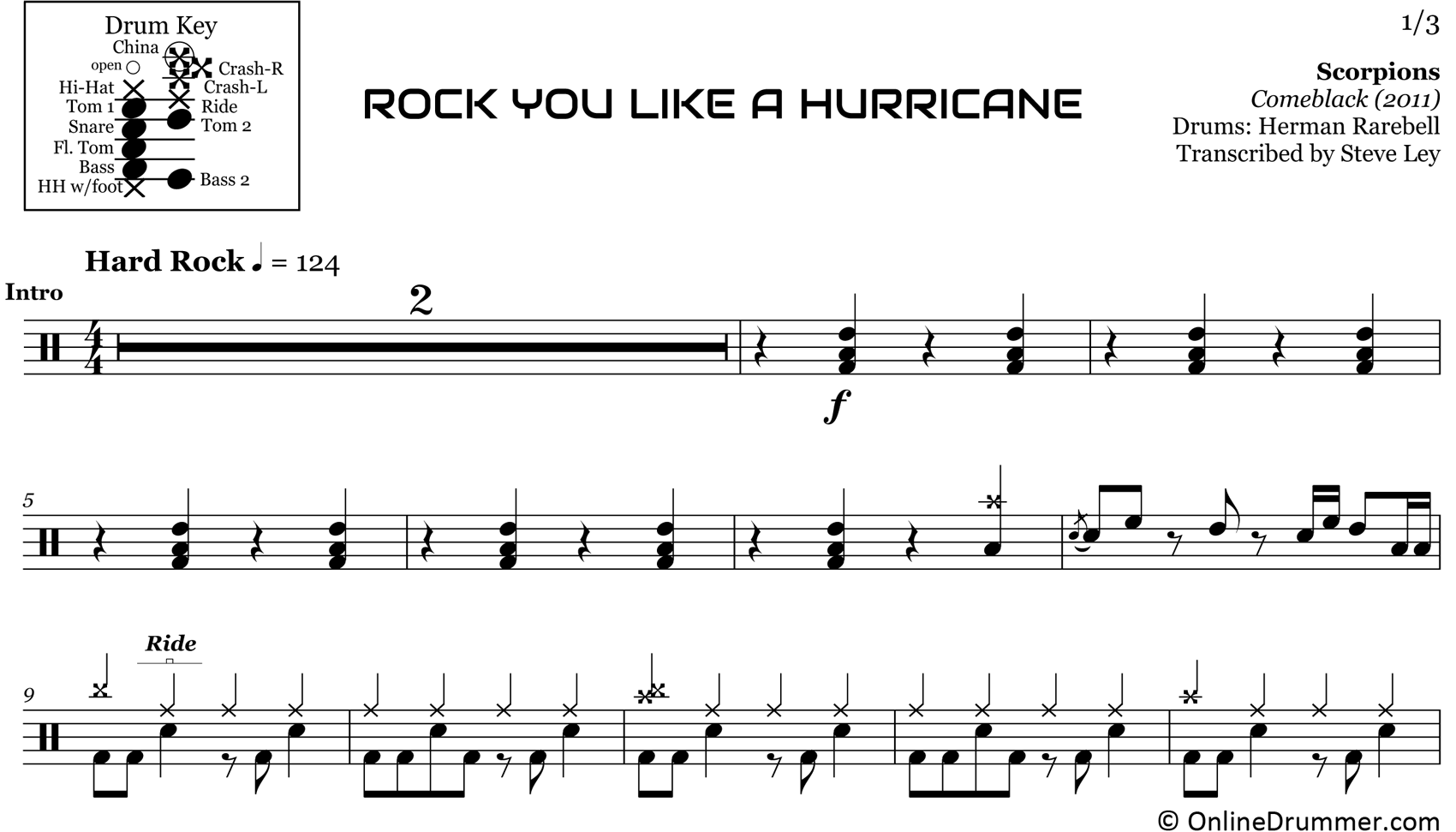 Rock You Like a Hurricane - Scorpions - Drum Sheet Music