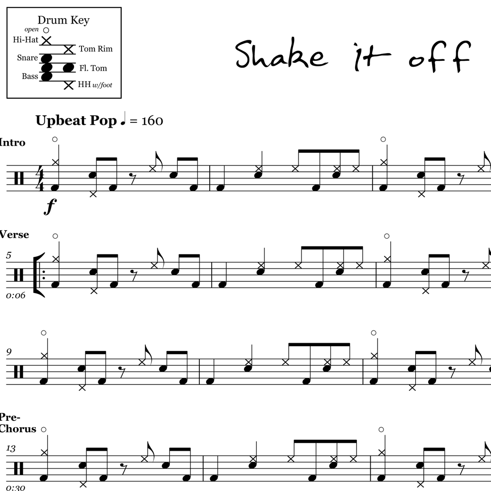 shake-it-off-taylor-swift-drum-sheet-music for Free Printable Drum Set Sheet Music Shake It Off - Taylor Swift - Drum Sheet Music for Free Printable Drum Set Sheet Music