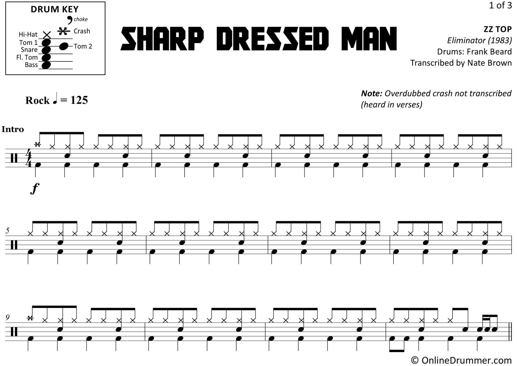 Sharp Dressed Man - ZZ Top - Drum Sheet Music