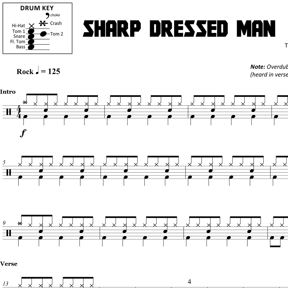 Sharp Dressed Man - ZZ Top - Drum Sheet Music Sharp Dressed Man - ZZ Top - Drum Sheet Music
