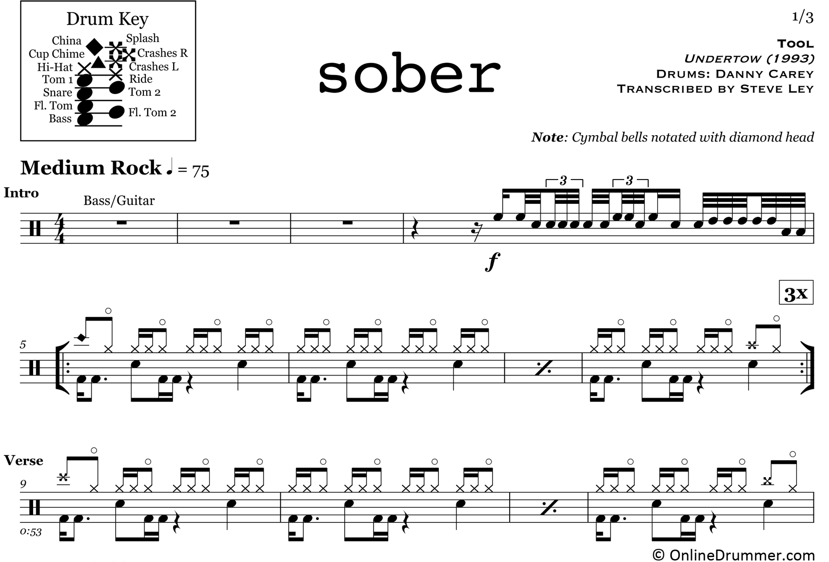 Sober - Tool - Drum Sheet Music