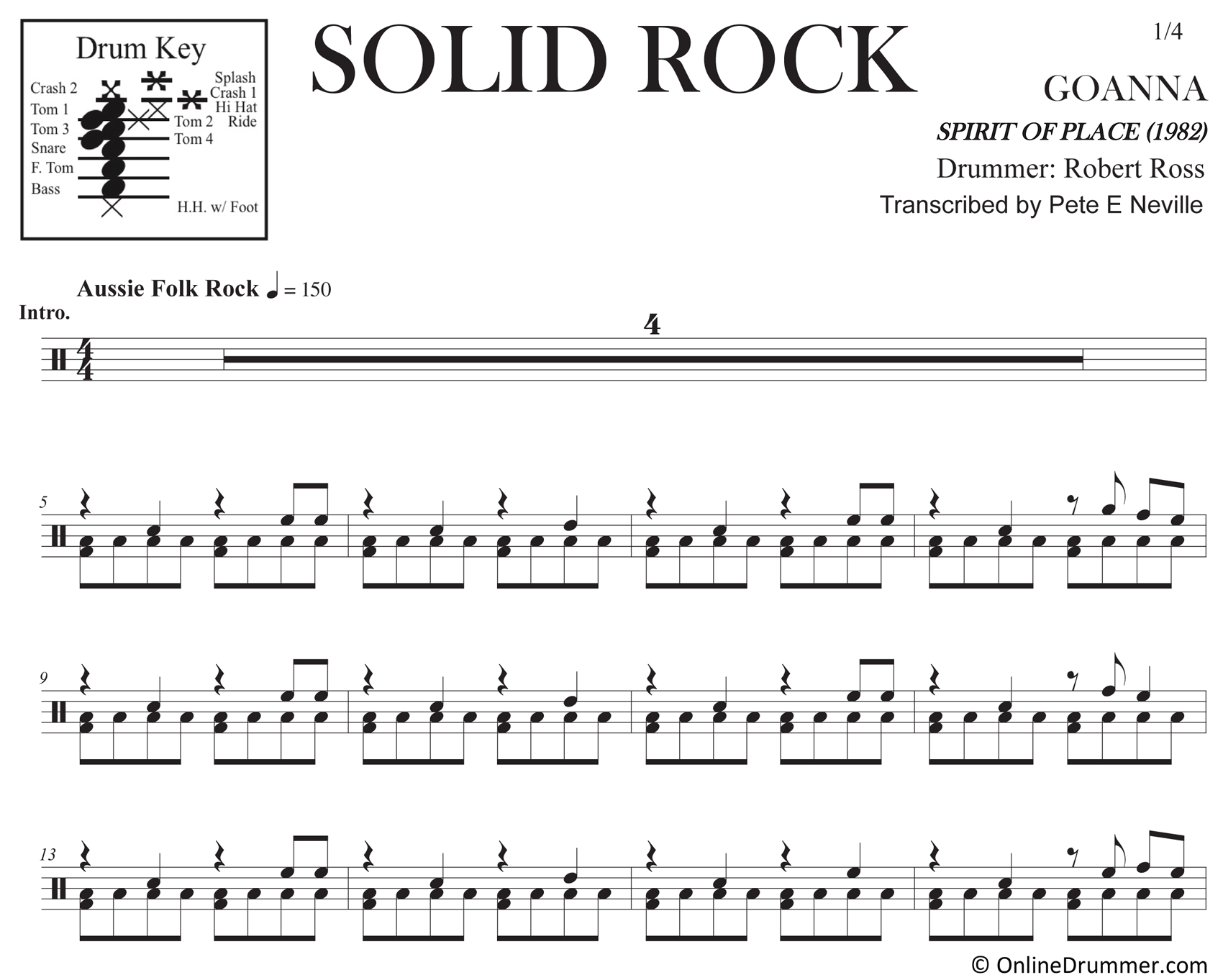 Solid Rock - Goanna - Drum Sheet Music