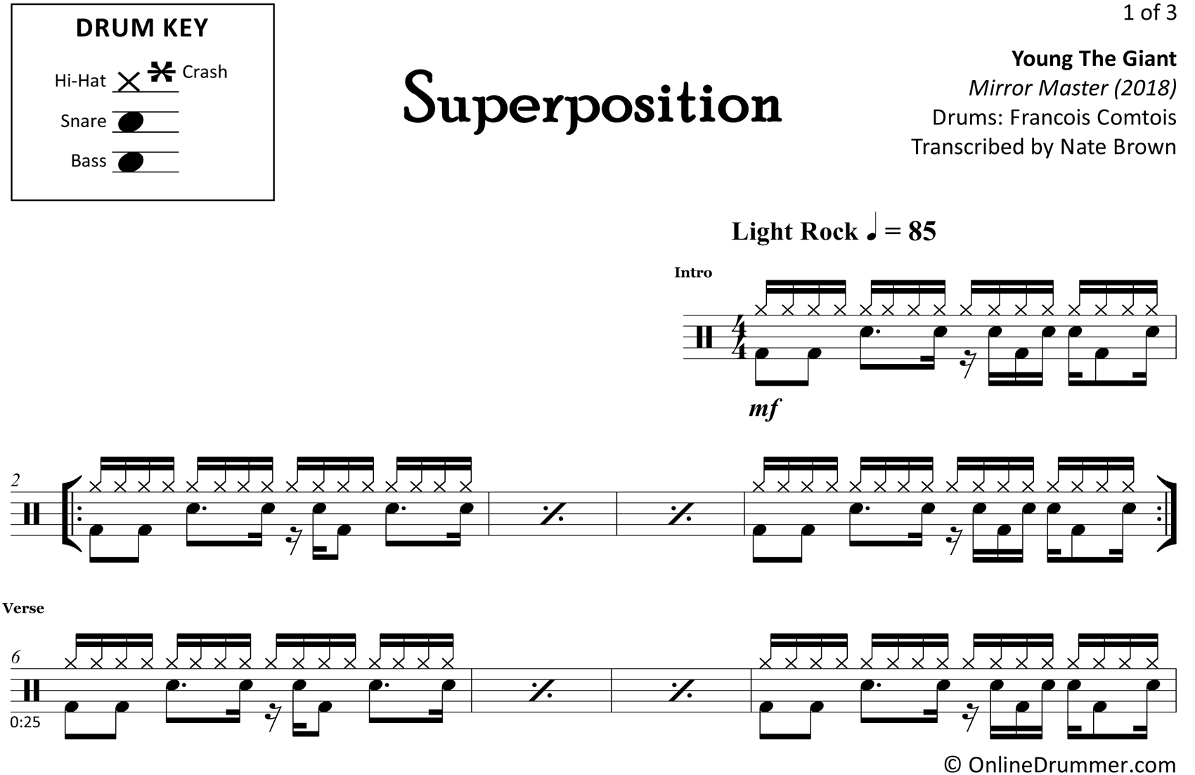Superposition - Young The Giant - Drum Sheet Music
