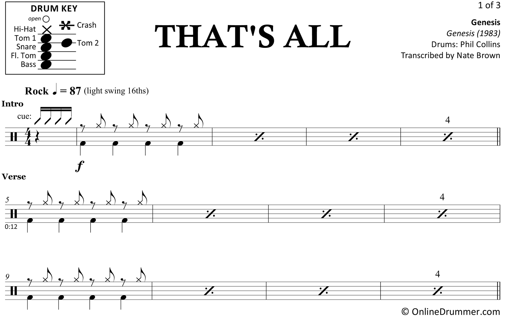 That's All - Genesis - Drum Sheet Music