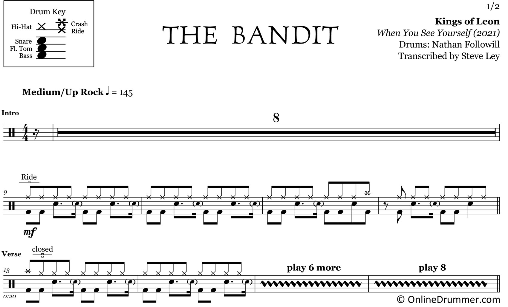 The Bandit - Kings of Leon - Drum Sheet Music