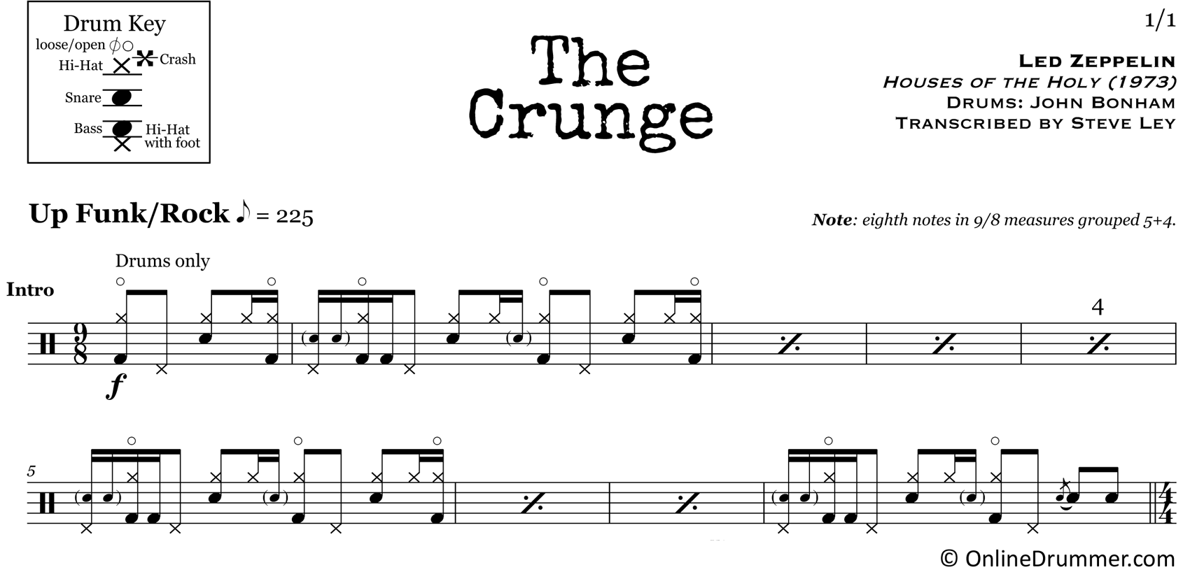 The Crunge - Led Zeppelin - Drum Sheet Music