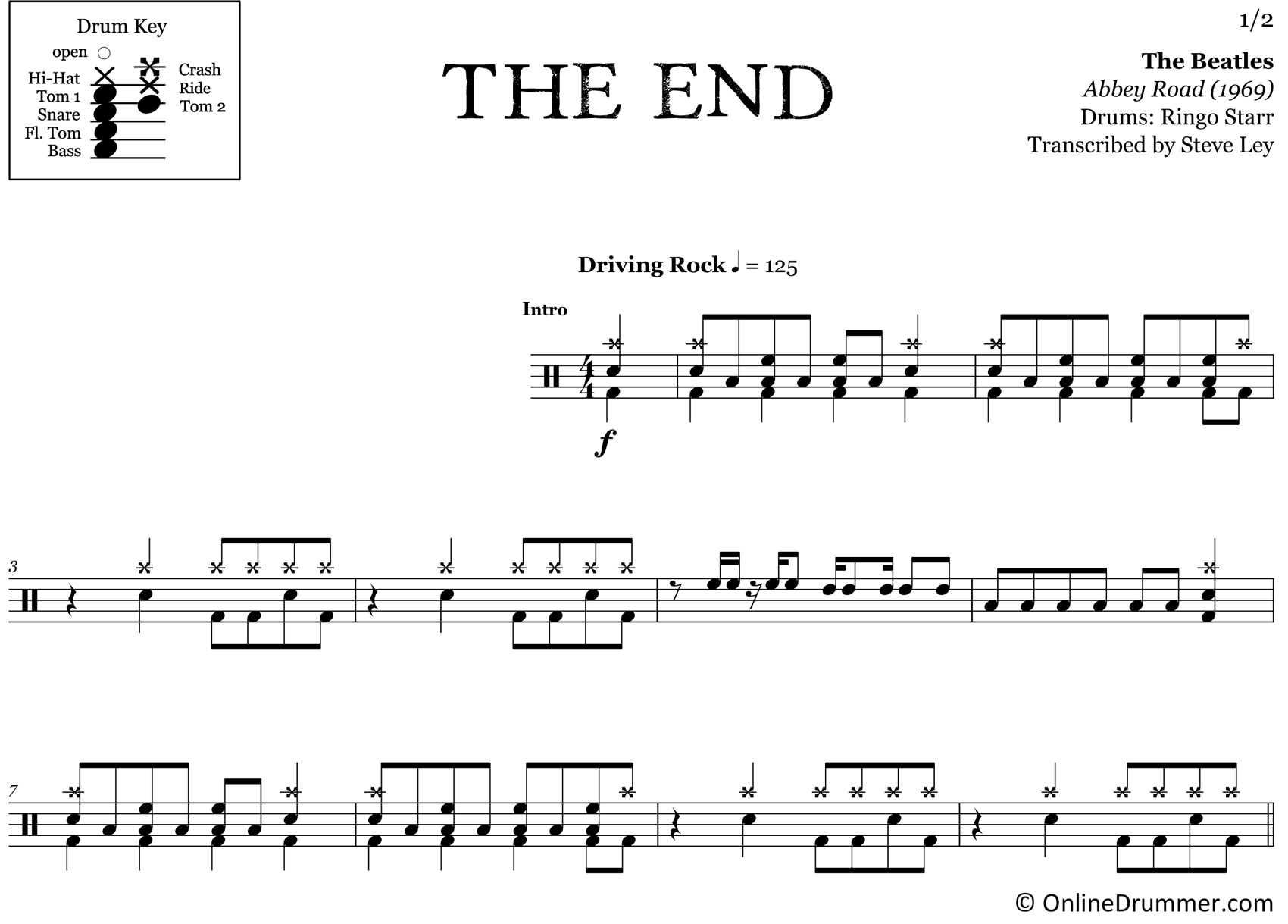 The End - The Beatles - Drum Sheet Music