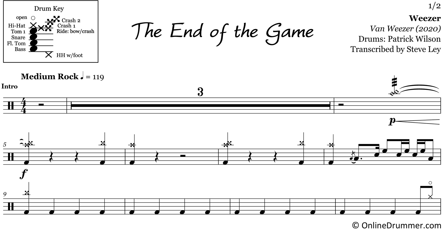 The End of the Game - Weezer - Drum Sheet Music