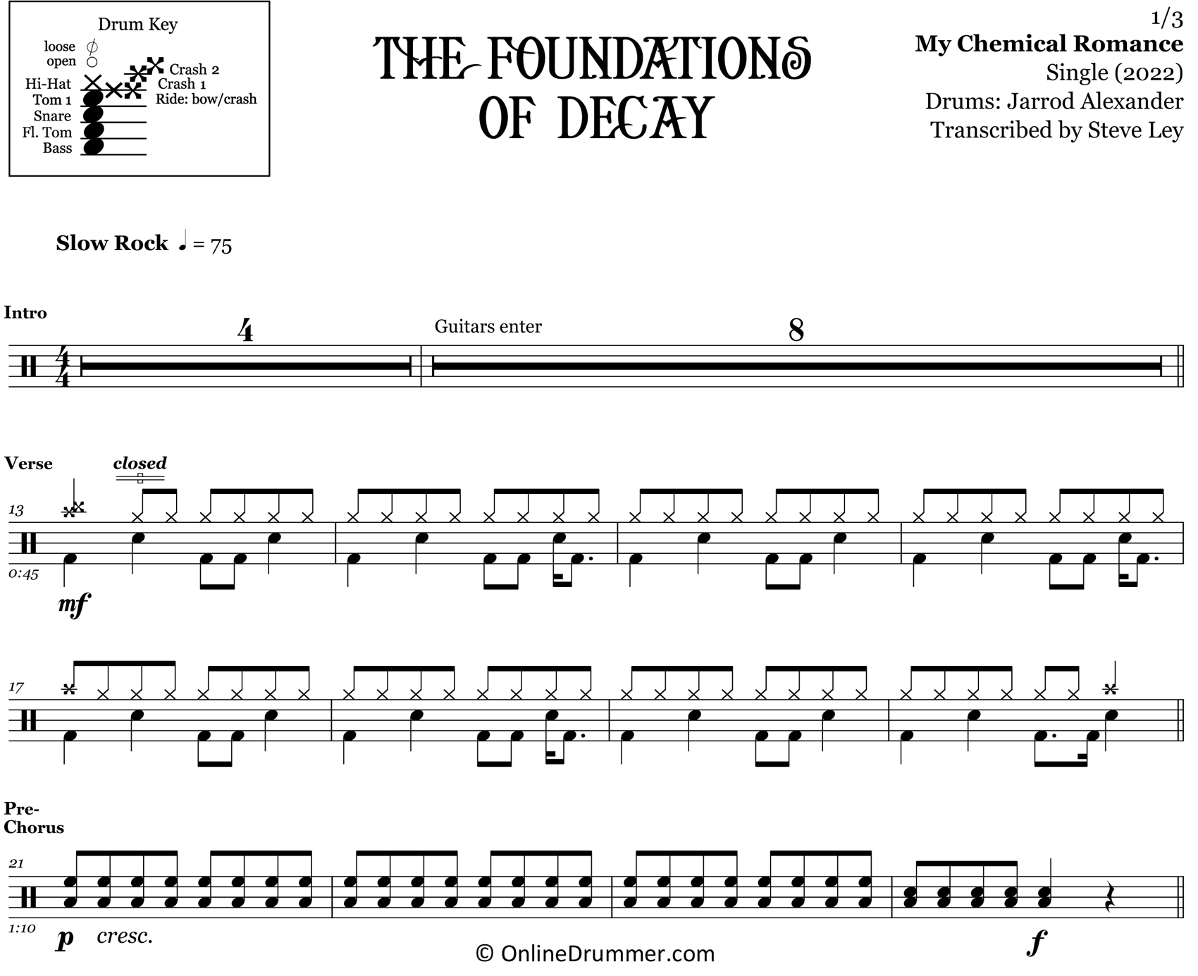 The Foundations of Decay - My Chemical Romance - Drum Sheet Music