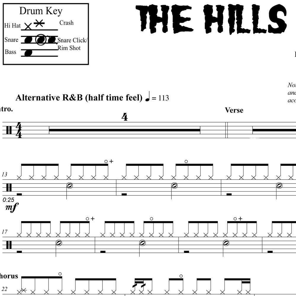 The Weeknd The Hills Sheet Music in C Minor (transposable) - Download &  Print - SKU: MN0155263