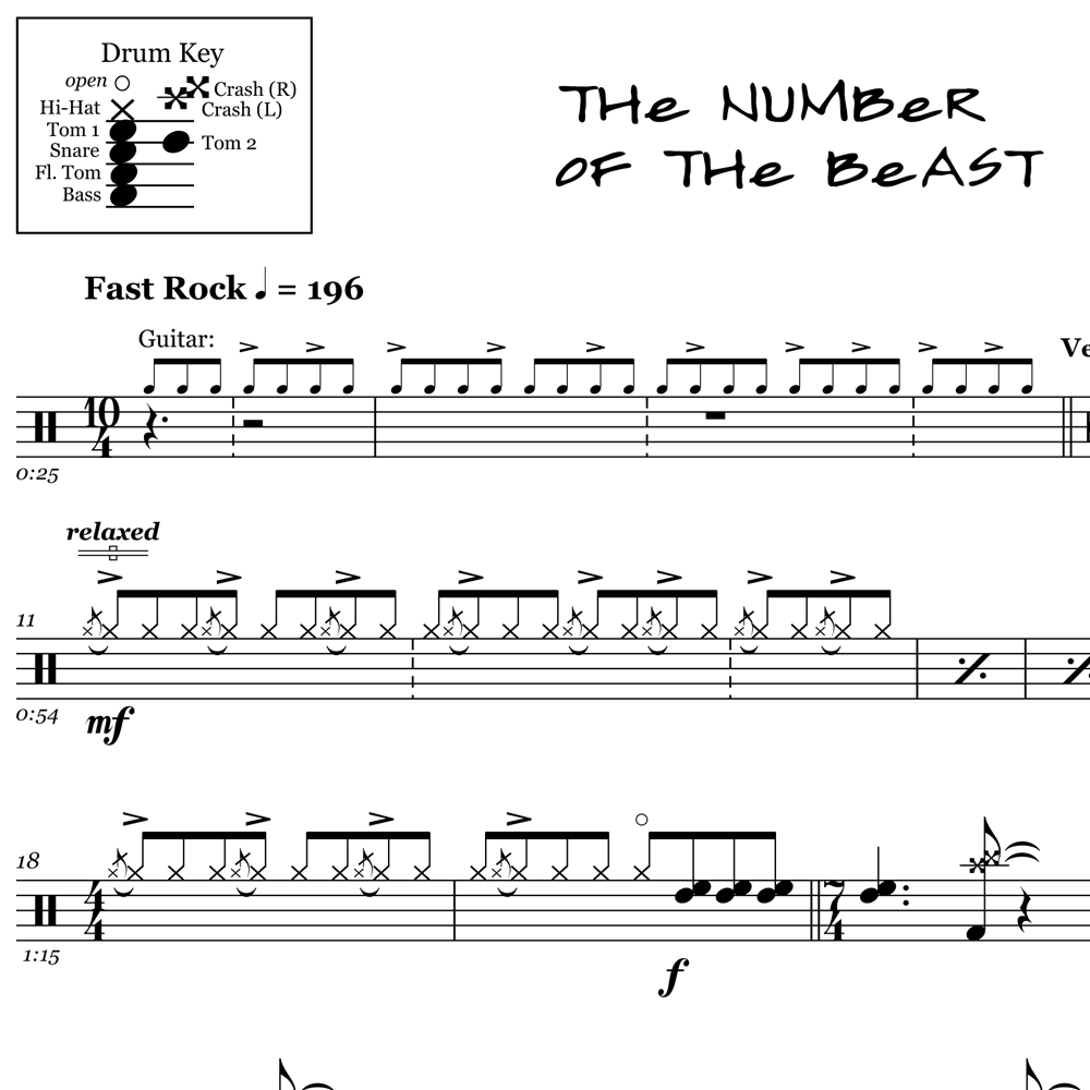 The Number of The Beast - Iron Maiden - Drum Sheet Music The Number of The Beast - Iron Maiden - Drum Sheet Music