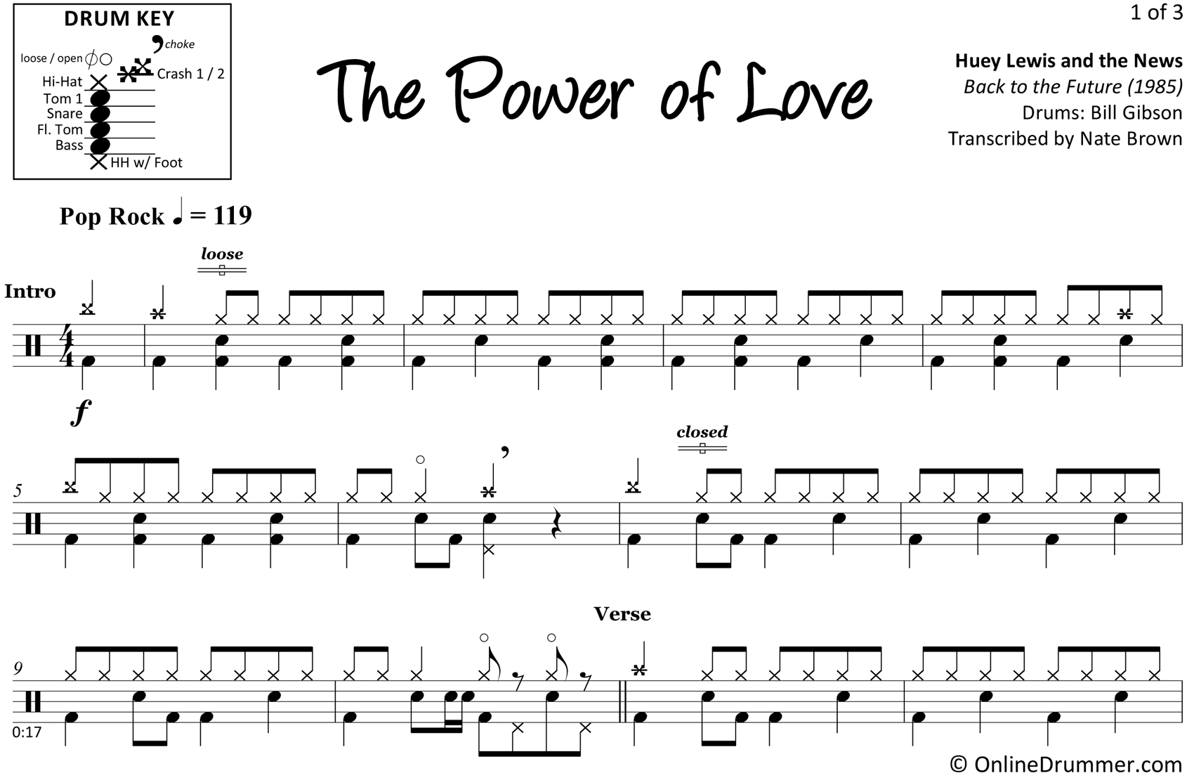 The Power of Love - Huey Lewis and the News - Drum Sheet Music