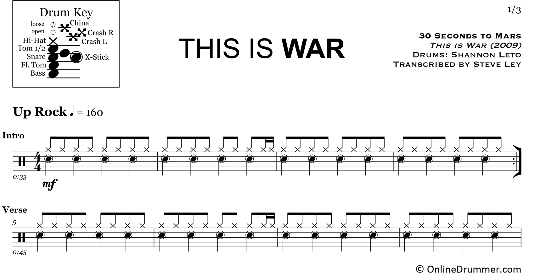 This Is War - 30 Seconds To Mars - Drum Sheet Music