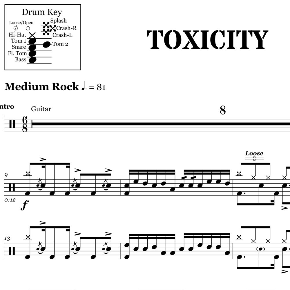 Spiders by System of a Down - Drum Set - Digital Sheet Music