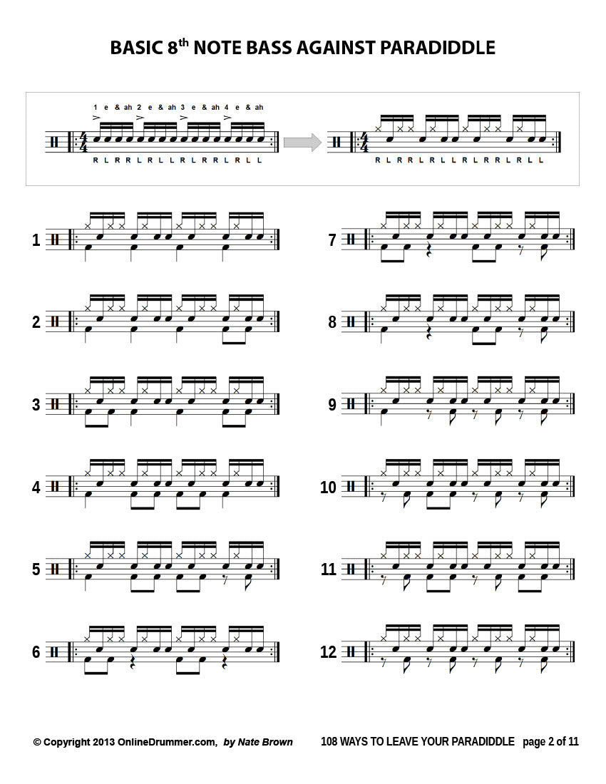 Sample page from the ebook "108 Ways to Leave Your Paradiddle" (page 2).