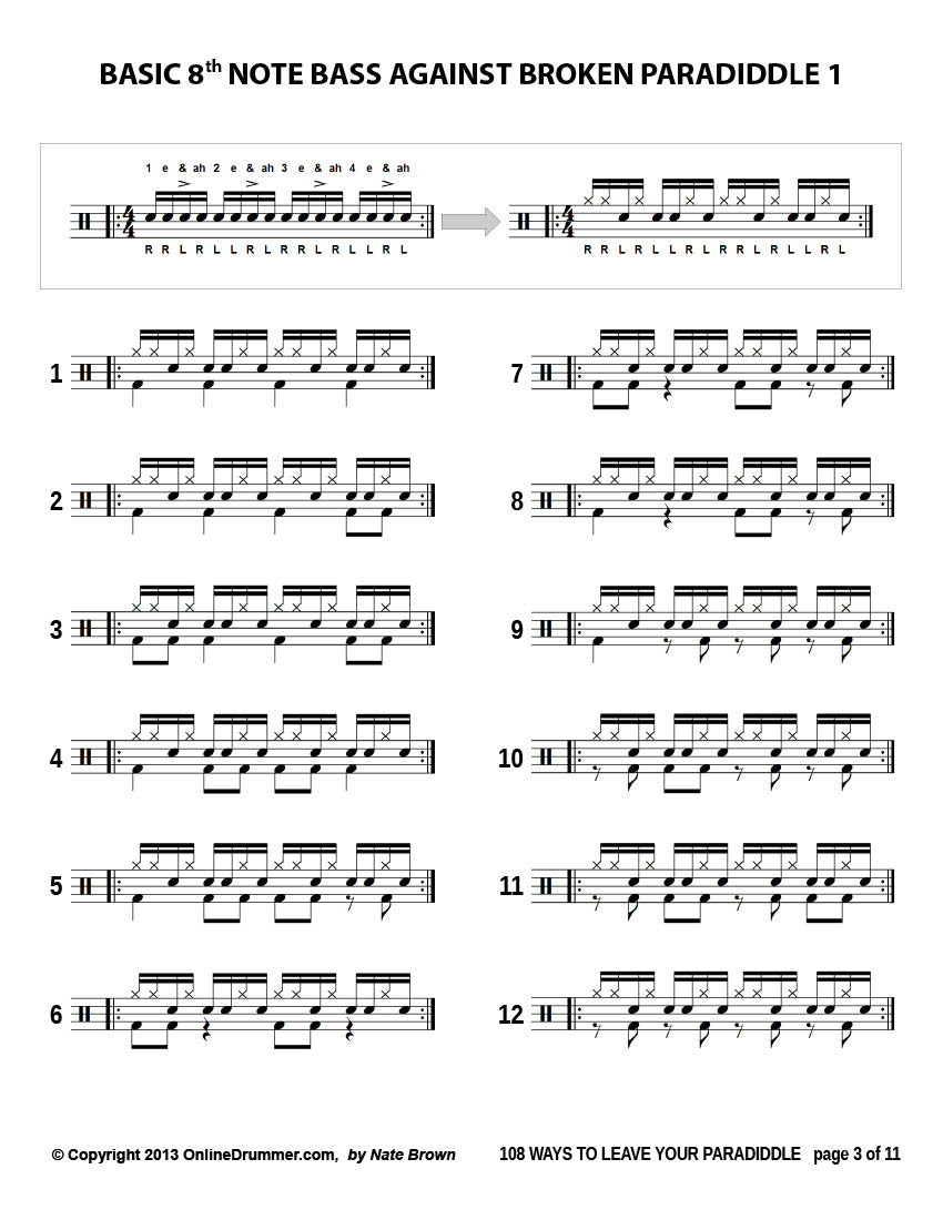 Sample page from the ebook "108 Ways to Leave Your Paradiddle" (page 3).