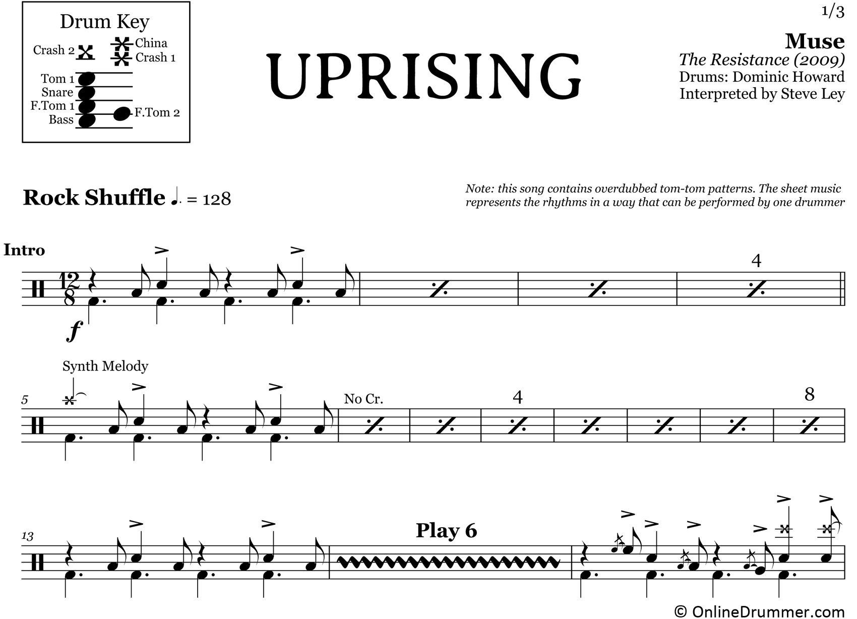 Uprising - Muse - Drum Sheet Music