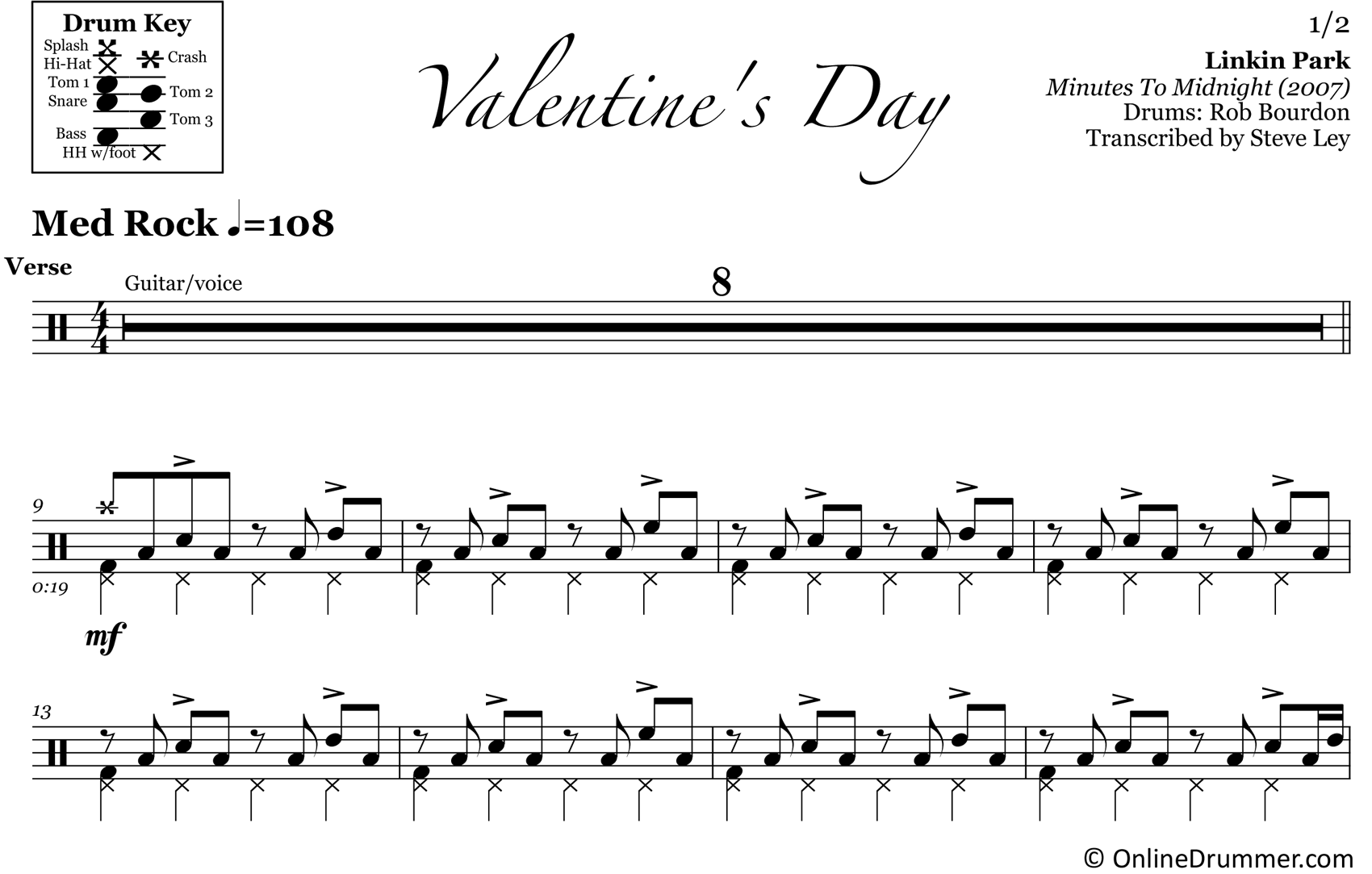Valentine's Day - Linkin Park - Drum Sheet Music