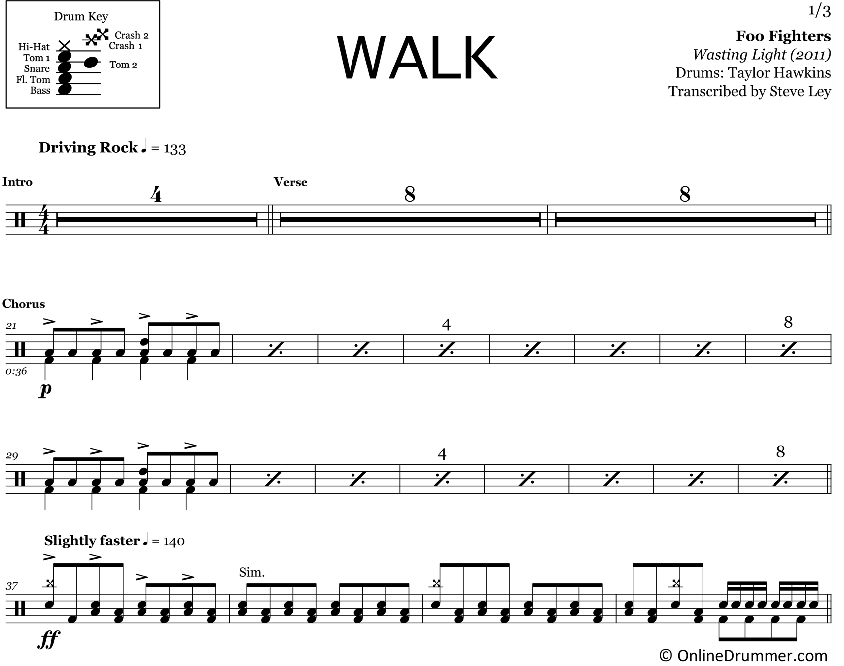 Walk - Foo Fighters - Drum Sheet Music
